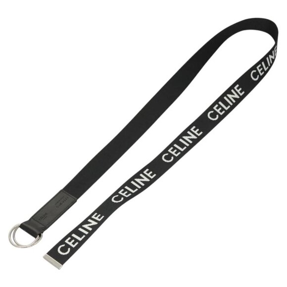 CELINE Double Ring Belt Canvas 45.3"" Black Auth - Picture 3 of 12